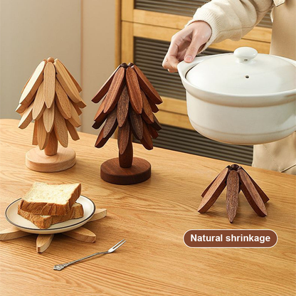5 Pcs Wooden Tree Shaped Coasters Set