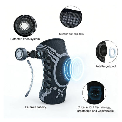 Dial Adjustable Compression Knee Brace, Breathable Non-Slip Knee Support for Arthritis, Meniscus Tear, Sports Running, ACL Injury Recovery for Men & Women