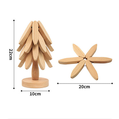 5 Pcs Wooden Tree Shaped Coasters Set
