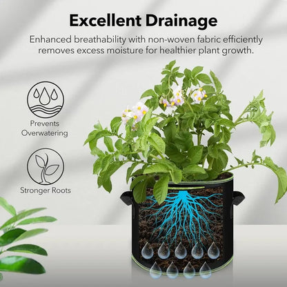 5 Gallon Grow Bags – Heavy Duty Aeration Fabric Pots with Handles for Vegetables, Flowers & Fruits