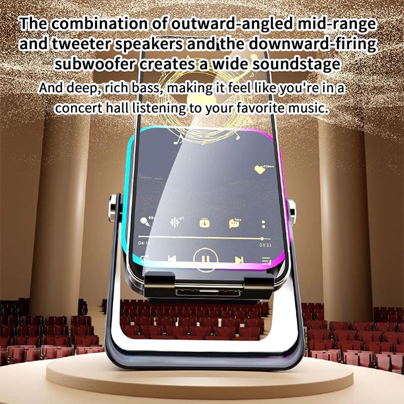 🎶📱 5-in-1 Wireless Induction Speaker with Adjustable Phone Stand