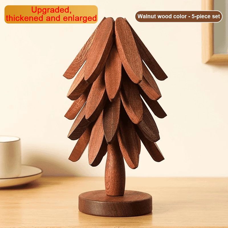 5 Pcs Wooden Tree Shaped Coasters Set