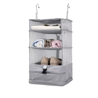 Collapsible 4-Tier Hanging Travel Storage Organizer | Your Portable Closet for Home & Trips